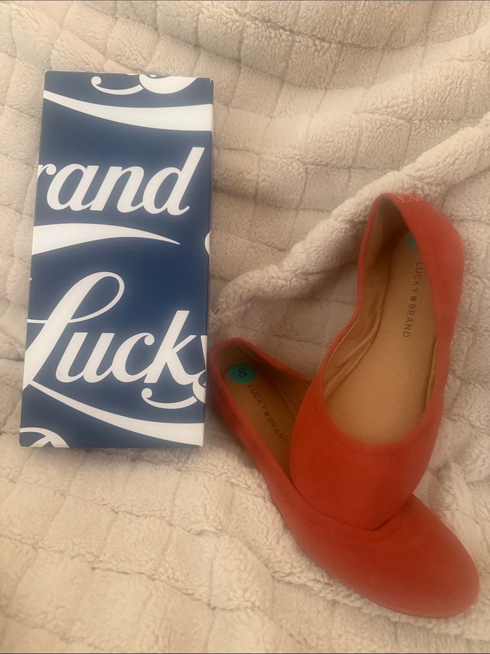 Lucky Brand Women's Ballet Flats-never worn. Rust/orange suede. Perfect for Fall